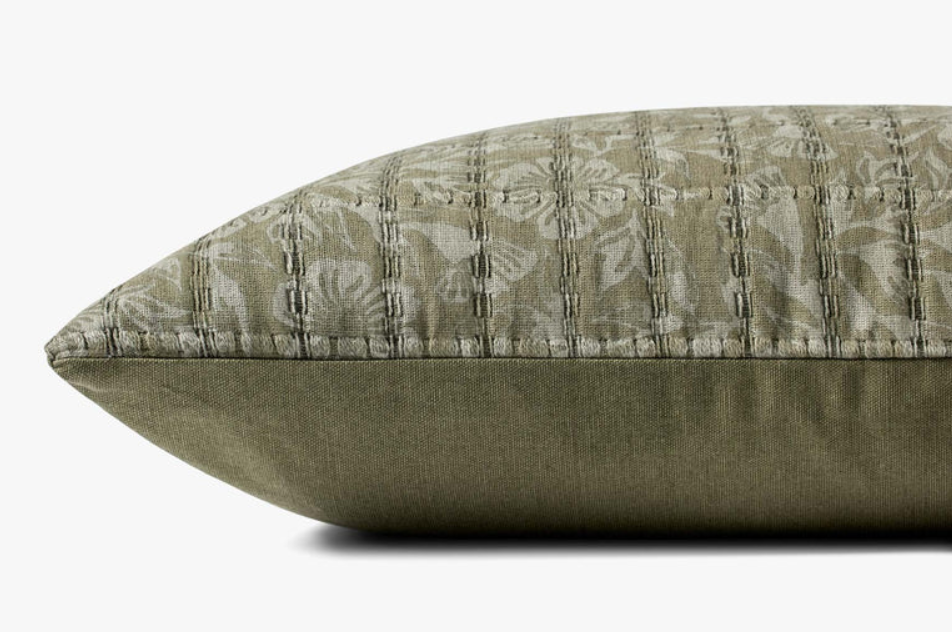 Throw Pillow- Green/ Gray- Down