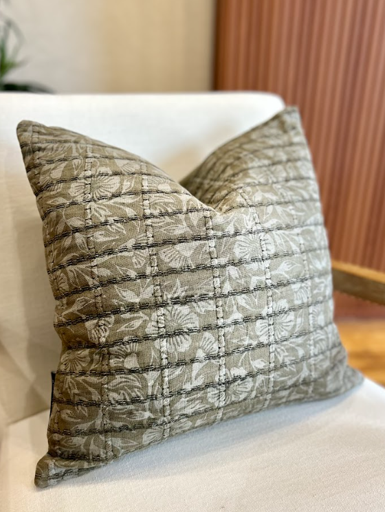 Throw Pillow- Green/ Gray- Down