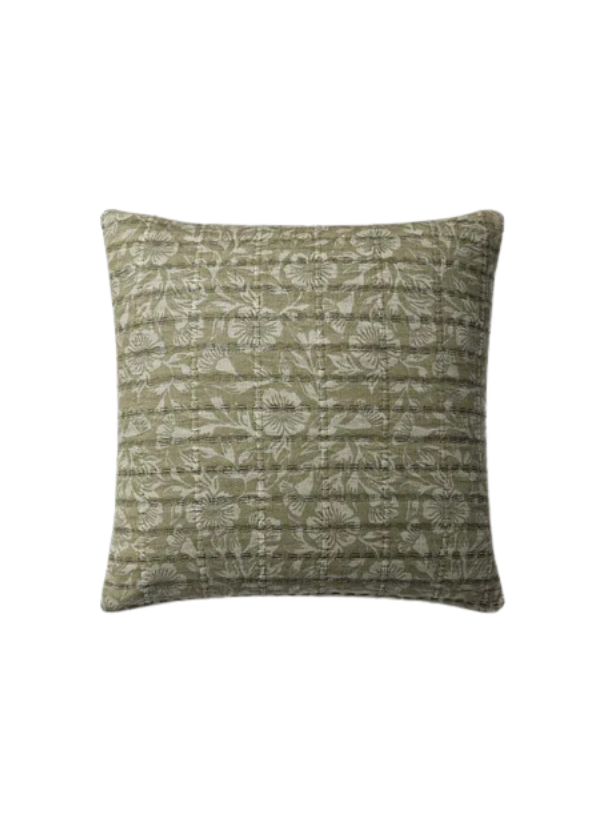 Throw Pillow- Green/ Gray- Down